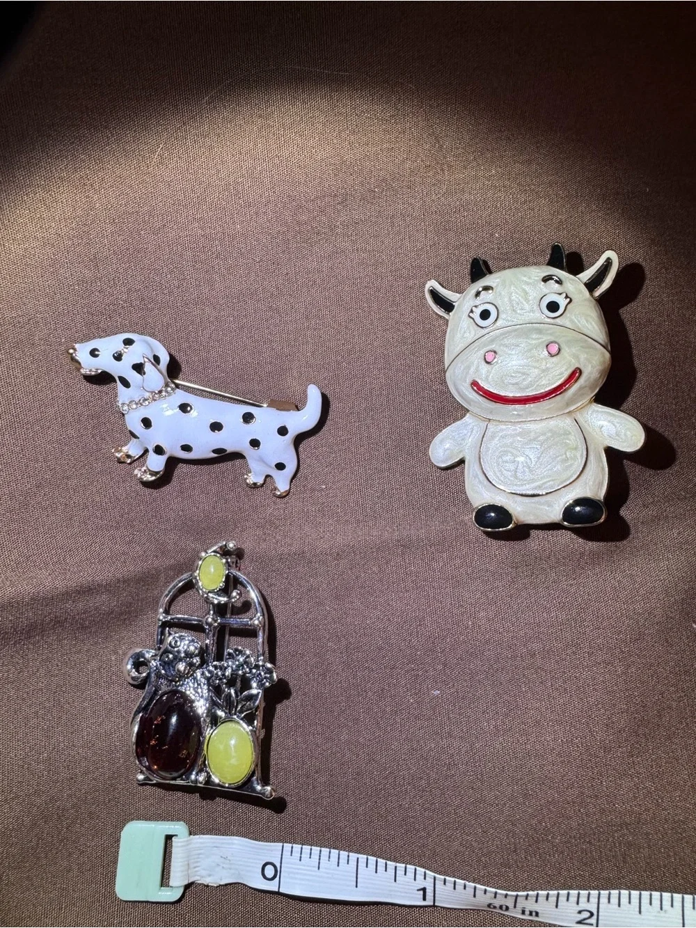 Cute Cow Enamel Brooch - Cream with Black Accents